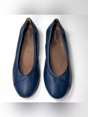 Vionic Women’s CAROLL Ballet Flat Shoes Navy Blue Arch Support Size- 9.5